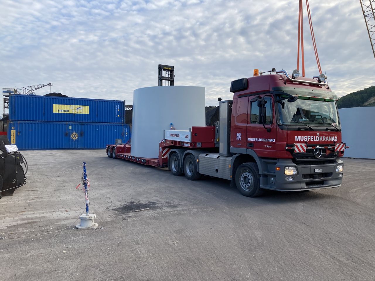 Transporte Betonelemente von Windkraftwerk ab Zwischenlager
